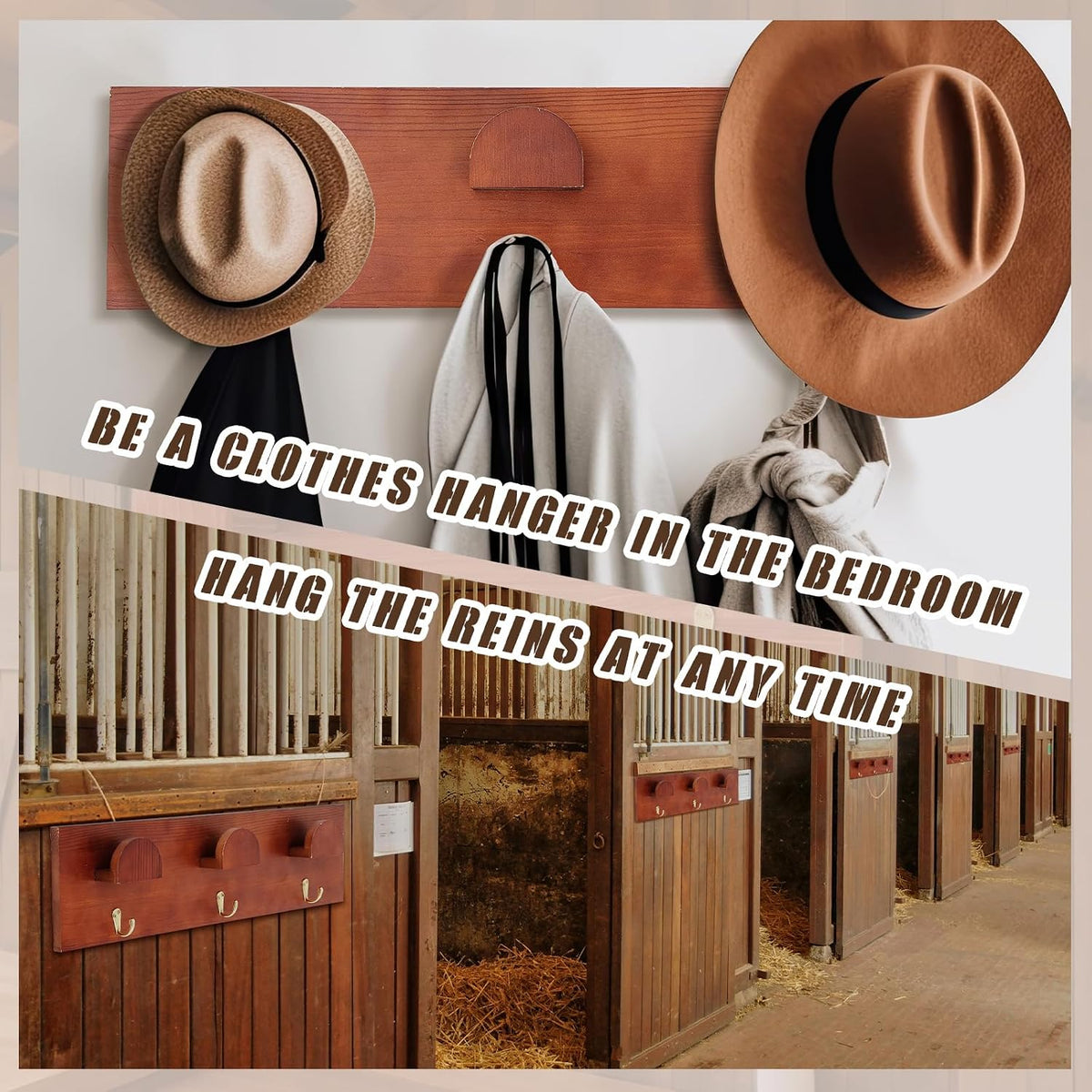 2 Pcs Wooden Bridle Rack for Horse Wall Mount, Vintage Tack Hooks