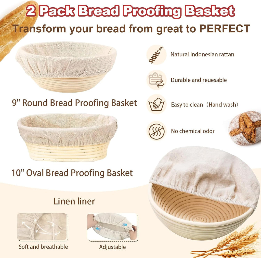 Sourdough Starter Kit with Scale, Glass Jar, Banneton Bread Proofing Basket