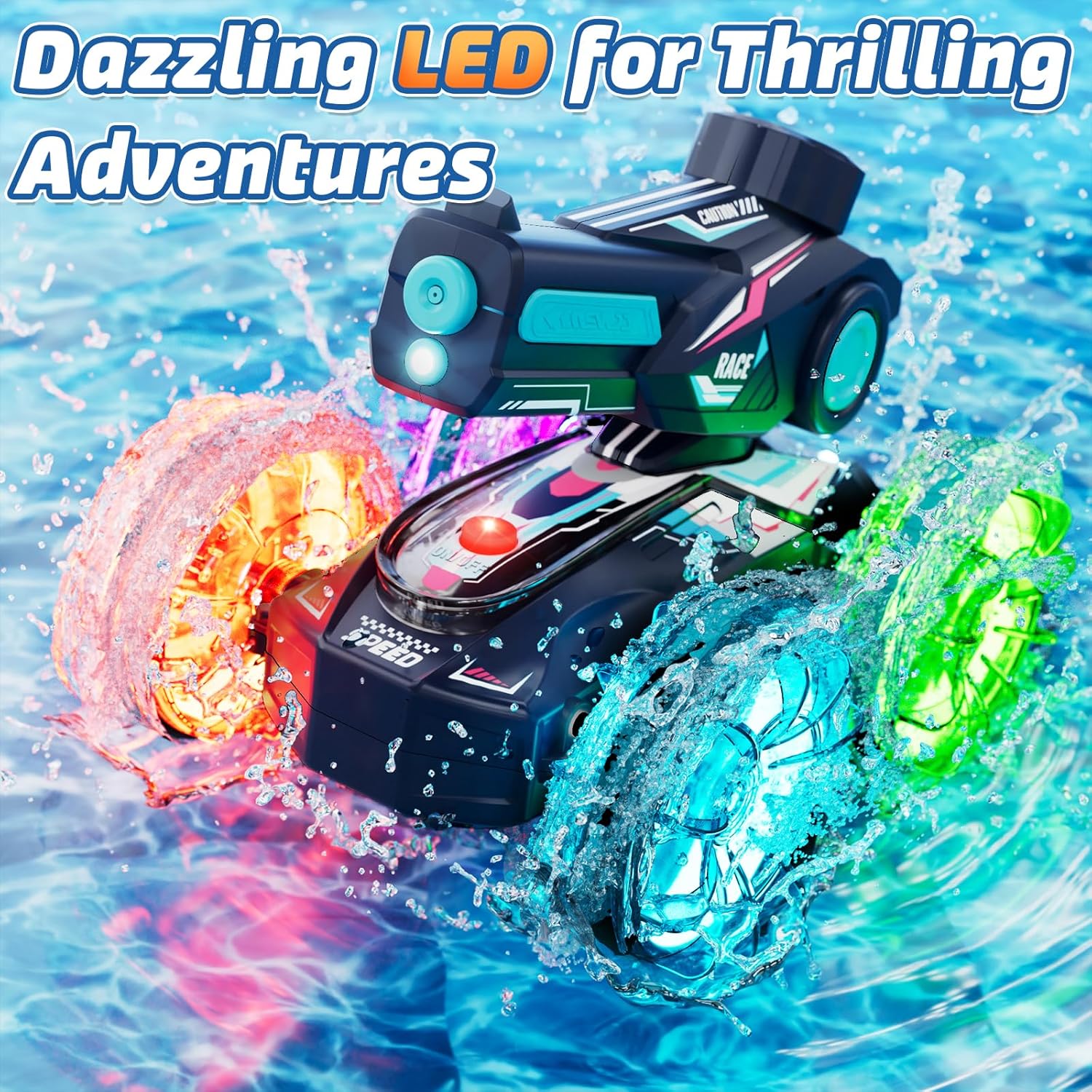 Amphibious Remote Control Car, 4WD RC Cars for Boys Age 8-12 with Water Gun, Remote Control Boat for Kids, 2.4 GHz