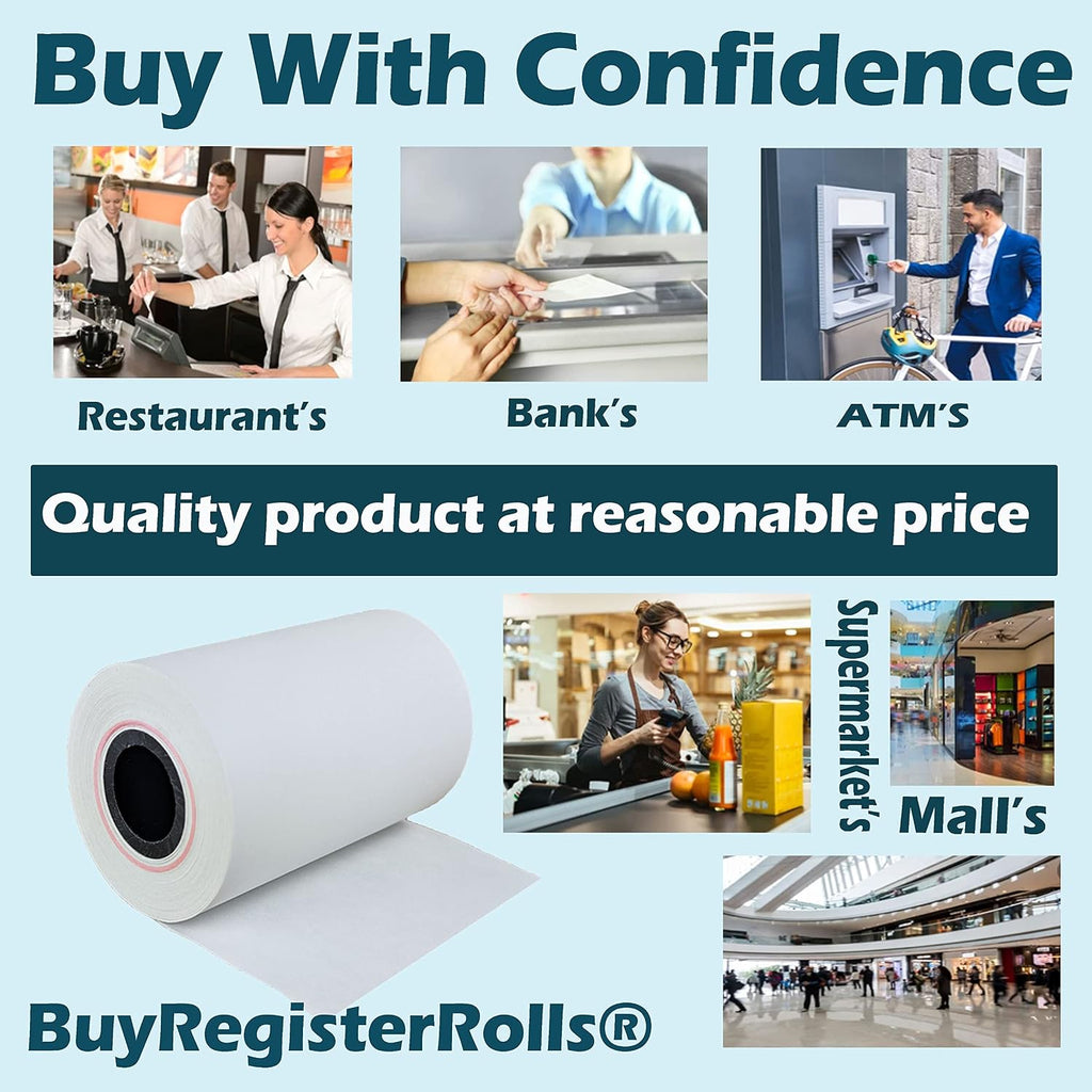 (50 Rolls) 2 1/4 x 50 Thermal Paper Receipt Rolls 55 GSM Premium Quality German Paper fits all Credit Card Terminals
