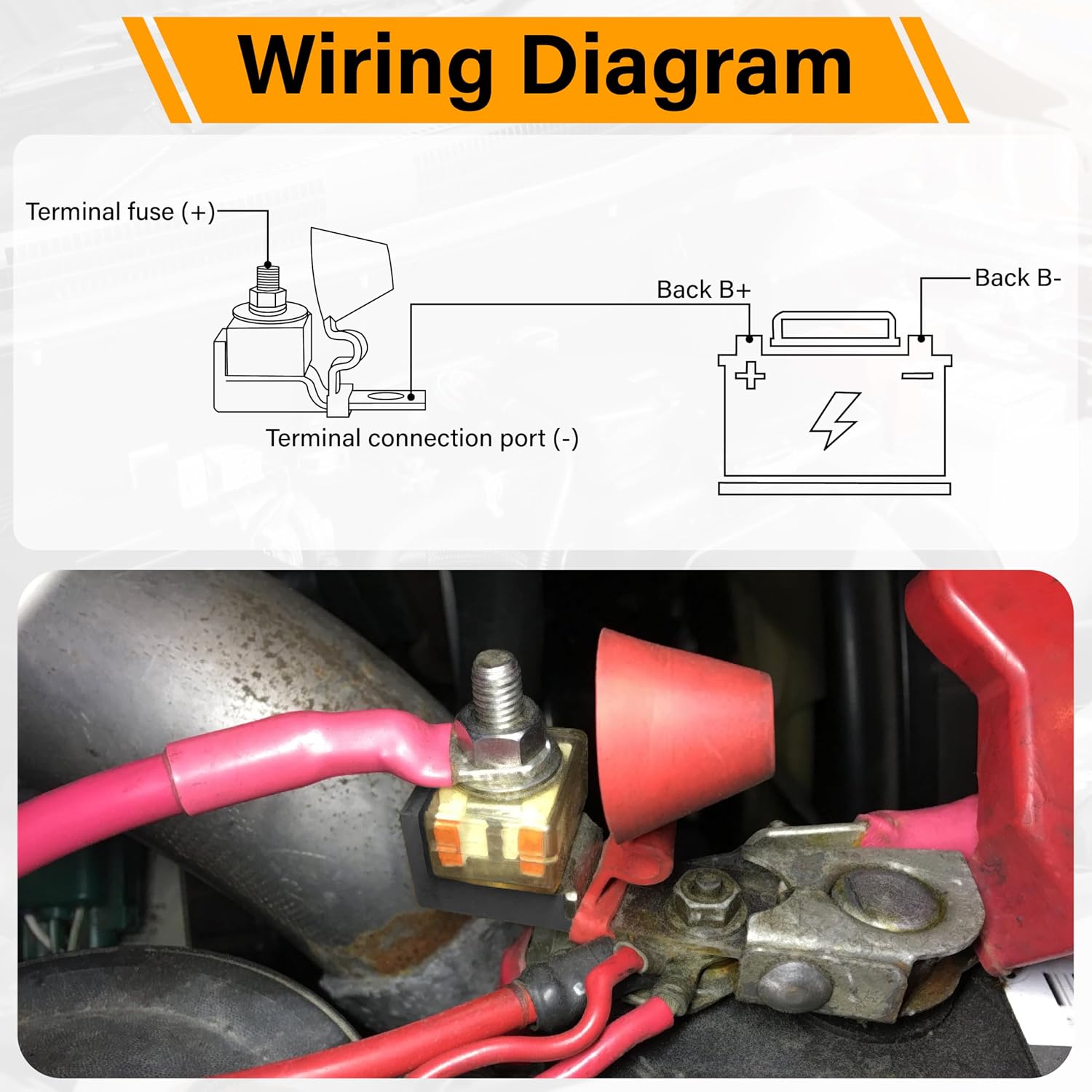 MRBF Terminal Fuse Block, 125A 58V DC Battery Terminal Fuse | 5/16" (M8) Single Stud Marine Battery Fuses with IP66