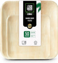 ZEBRAZ Disposable Bamboo Plates, 50-Pack, 10-Inch Dinner & 7-Inch