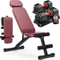 Adjustable Dumbbell Set with Foldable Weight Bench for Home Gym Use | 25/55/80/90 LB Options, 1-Second Dial