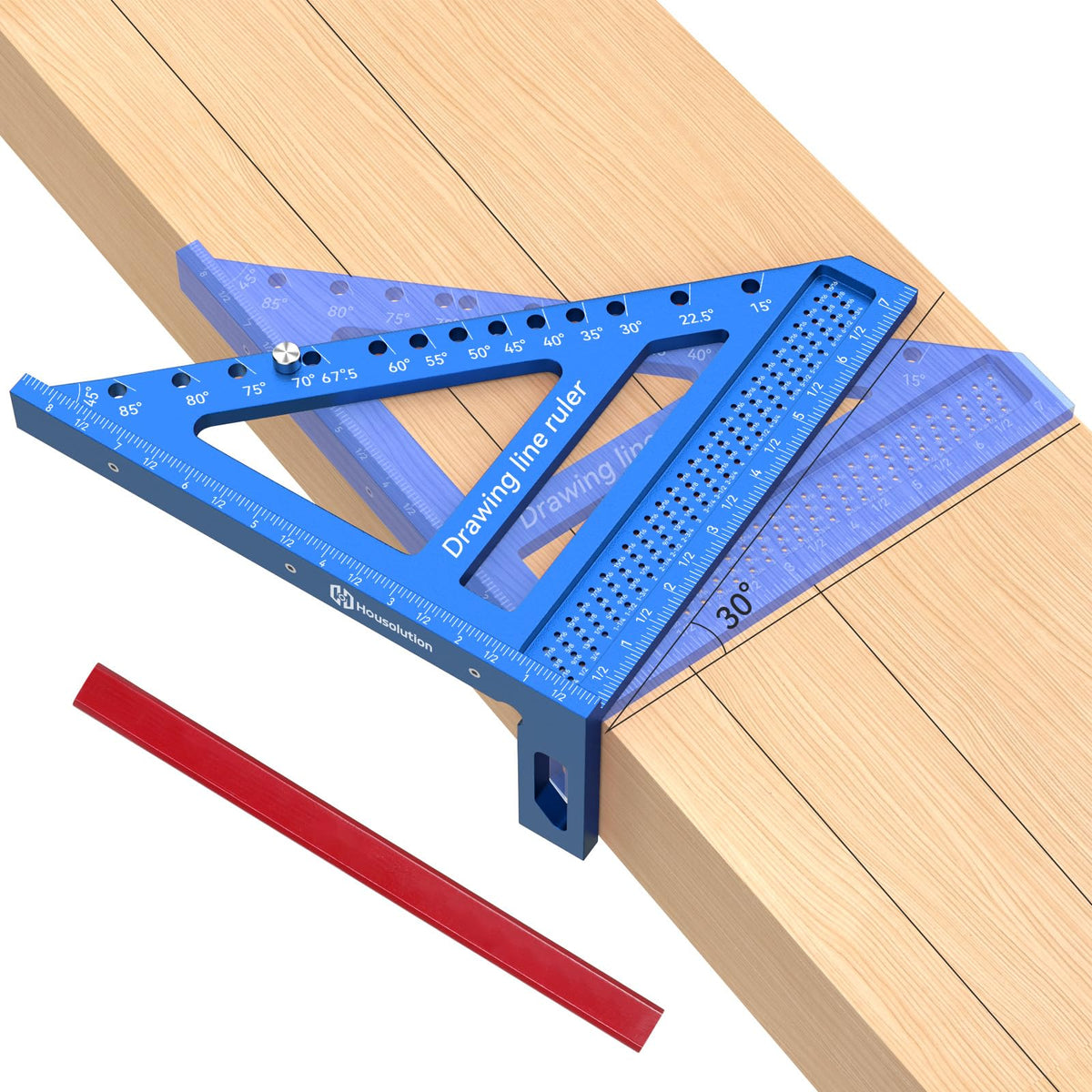 Housolution 8.5 Inch 3D 6-in-1 Carpenter Square (1/16" Precision), Blue