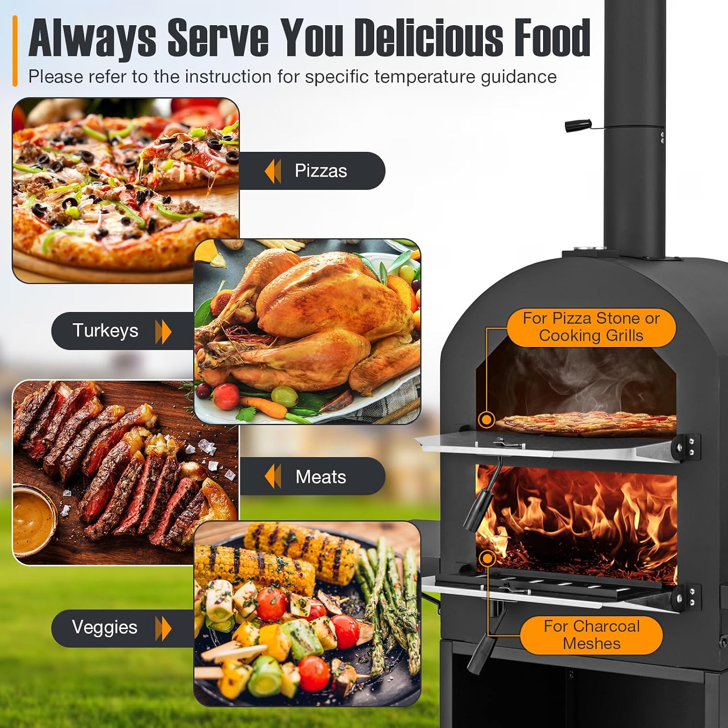 Outdoor Pizza Oven Wood Fired, Pizza Maker on Wheels
