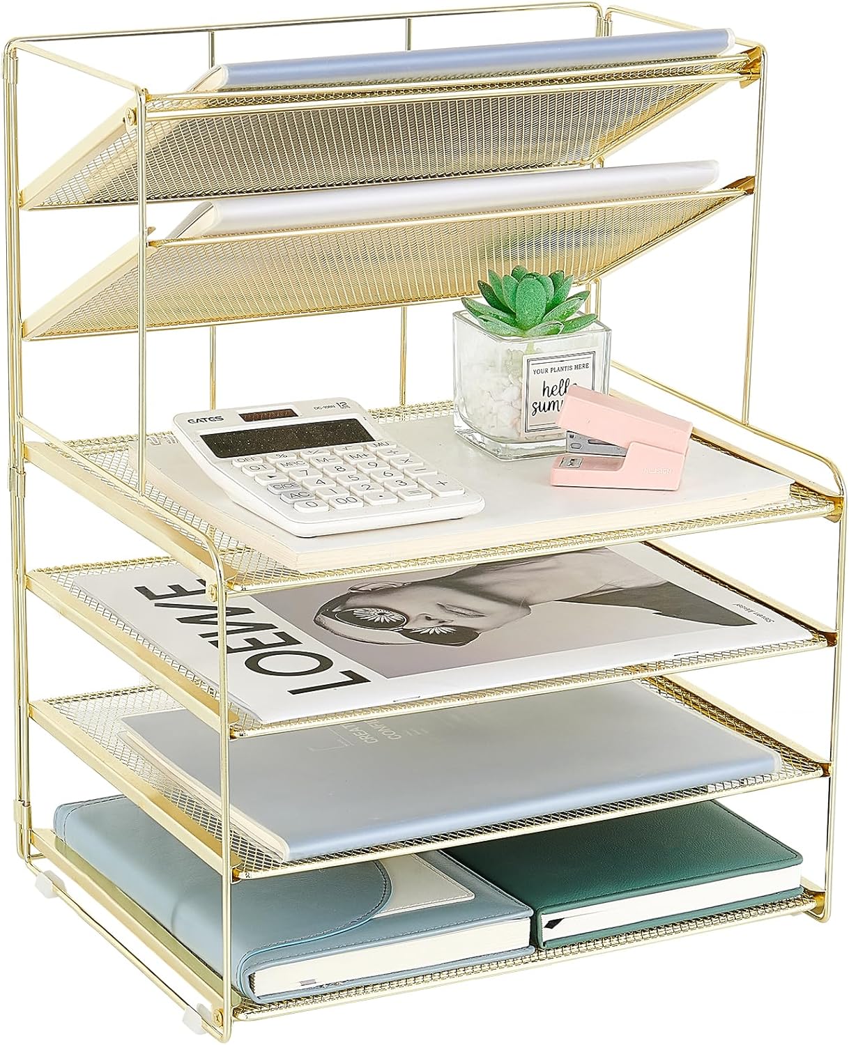 Desk Organizer, 6-Tier Letter Tray Paper Organizer, Desktop File Organizer, Office Desk Accessories & Office Decor