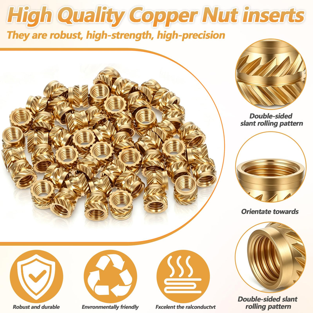 RAHHLIZS 50Pcs M5 Threaded Insert M5x6x7 Heat Set Inserts Nut