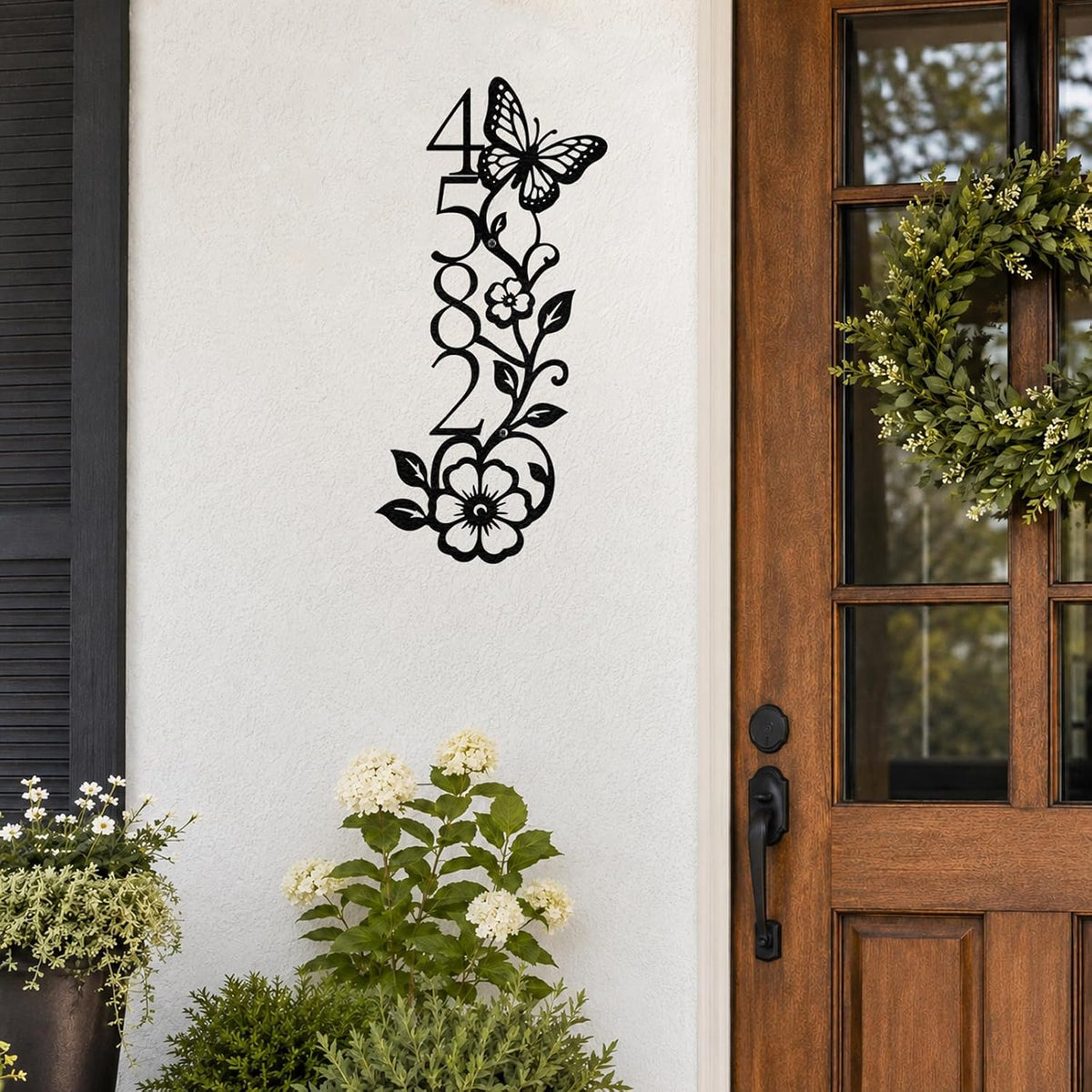 Personalized Butterfly House Numbers Sign, Metal Address Plaque