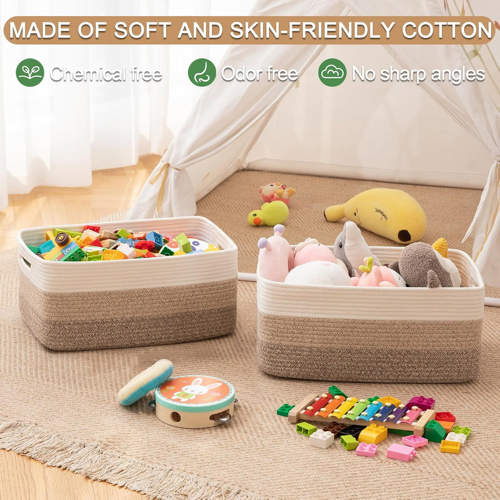 Large Storage Basket for Organizing, Woven Rope Basket for Shelves, Closet Organizer Bins for Clothes, Blanket, Toys