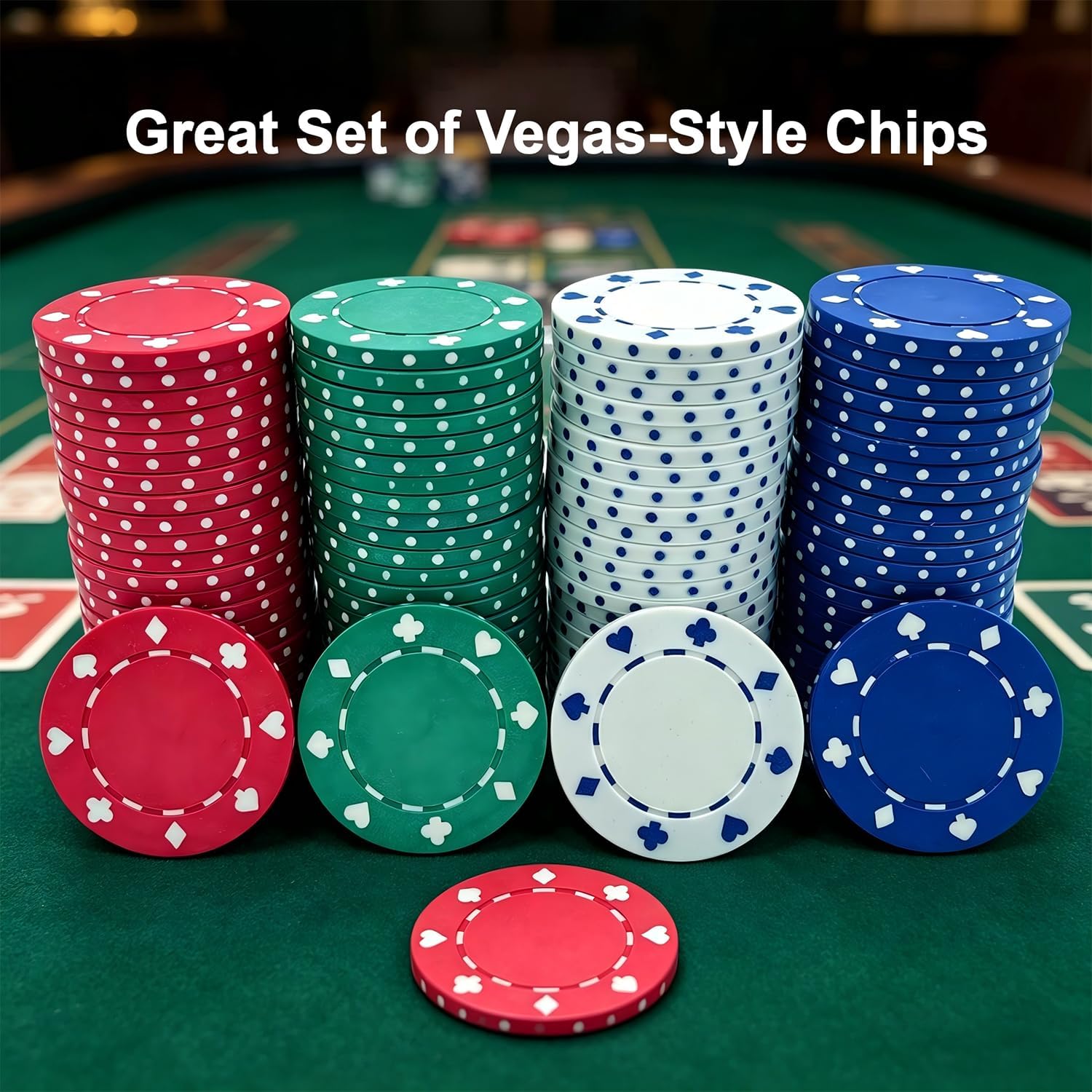 Casino Poker Chips - 11.5g Suited Design - 4 Colors