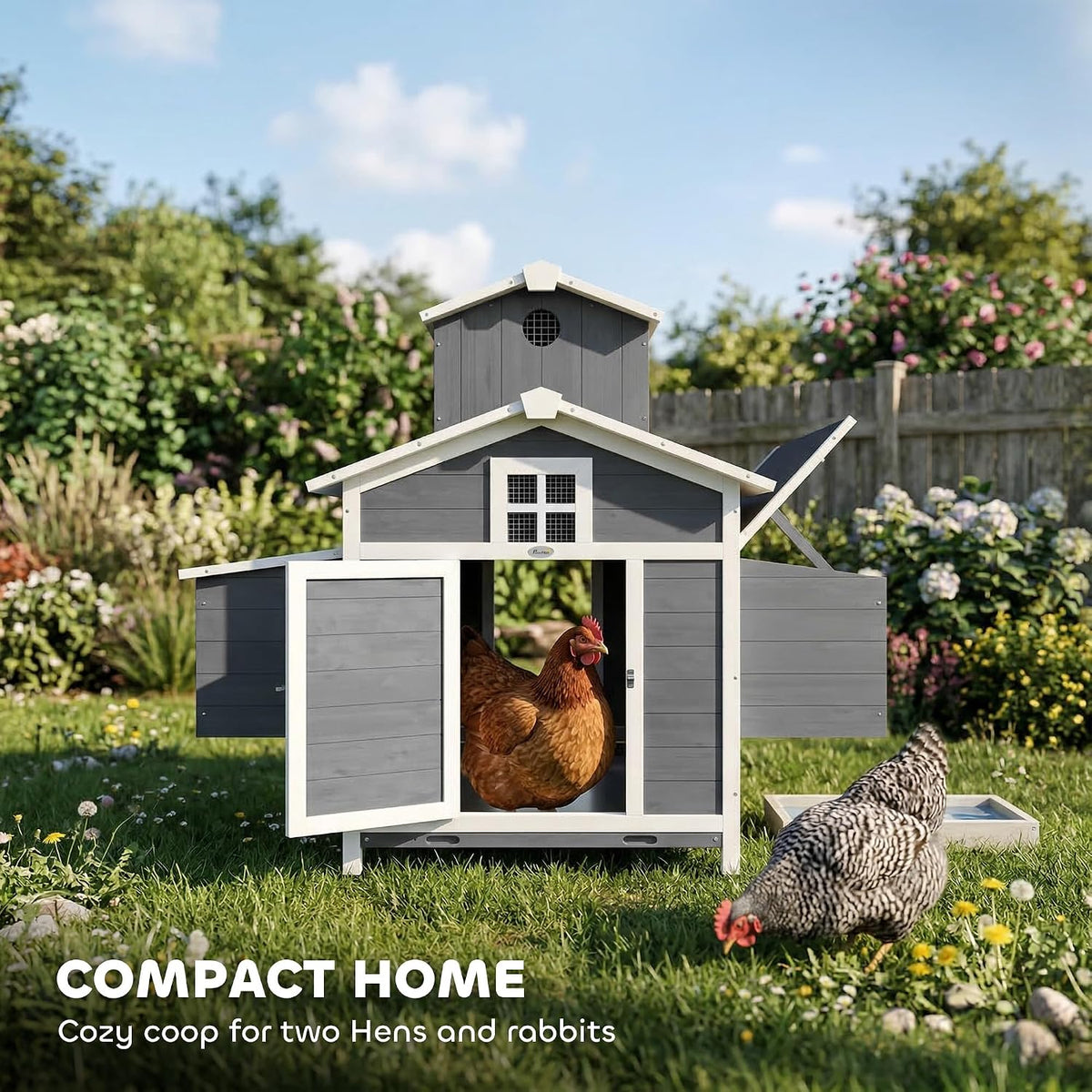 Chicken Coop w/Nesting Box Stands Outdoor 53.1" L for 2 Chickens