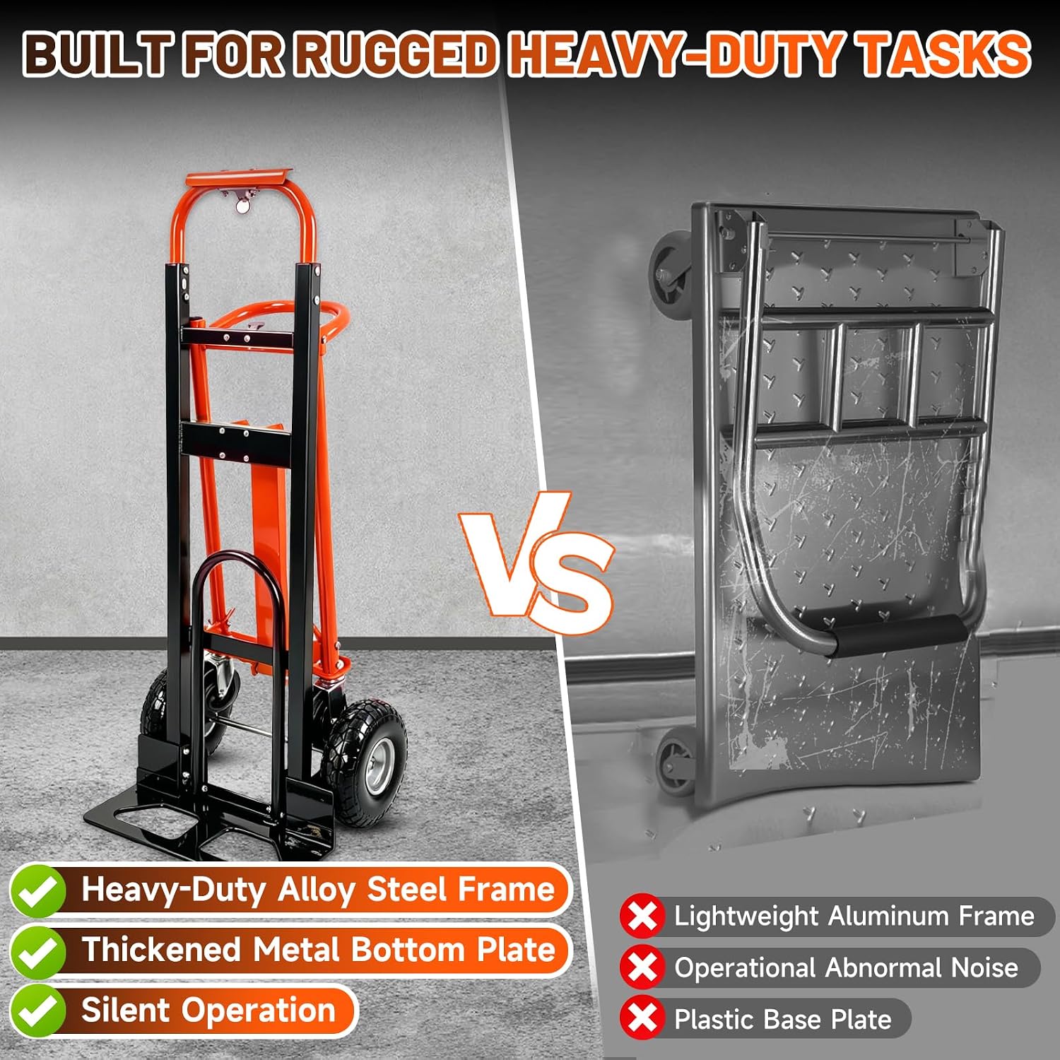 4in1 Heavy Duty Convertible Hand Truck, Alloy Steel Dolly Cart with Wheels | Foldable Hand Truck, 1000 Lbs Capacity