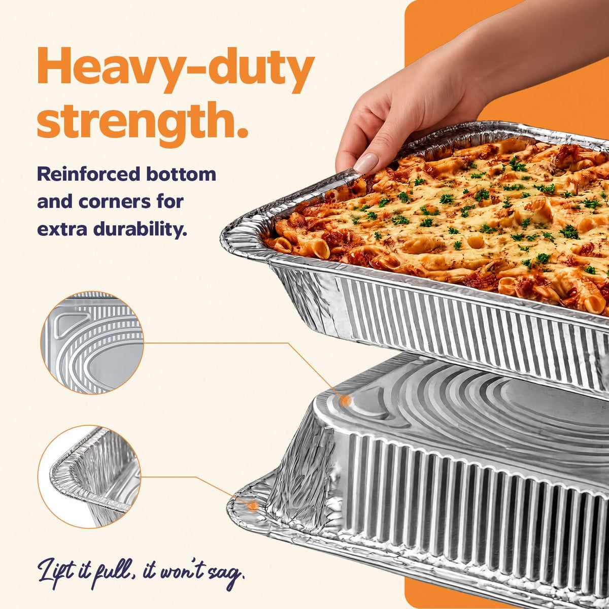 9x13 Inch Aluminum Foil Pans [30 Count] Half Size Deep