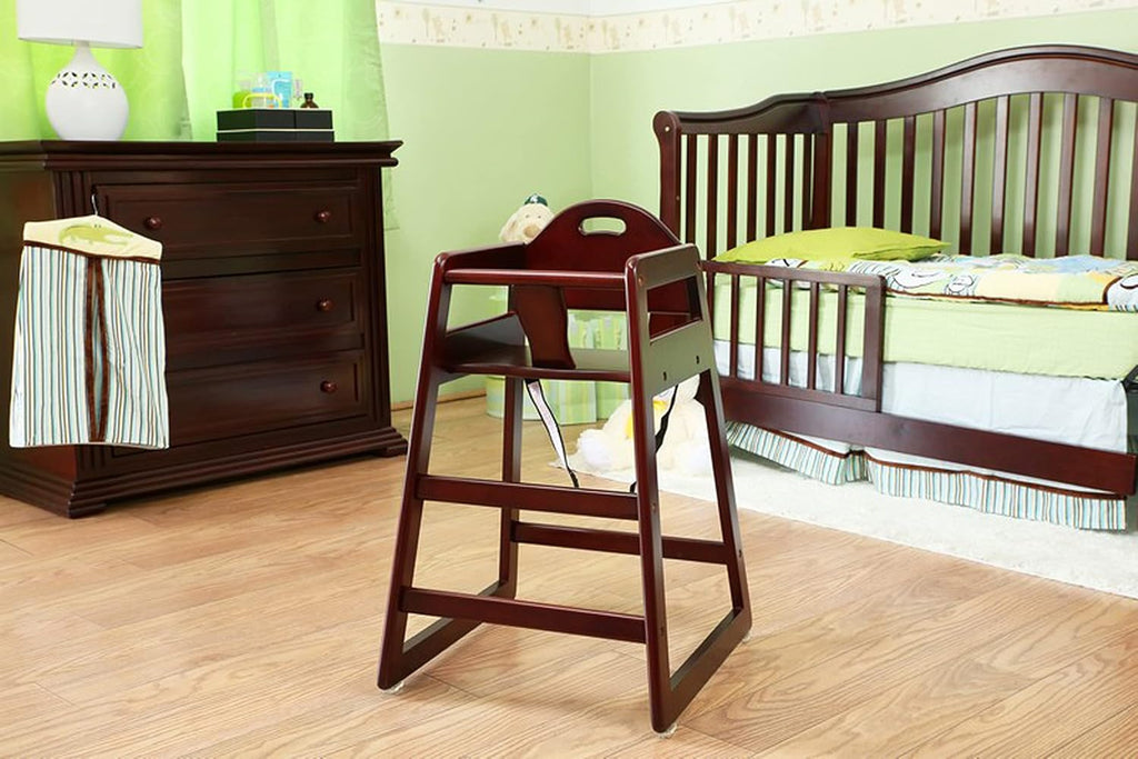 Wooden High Chair for Baby & Toddler – Restaurant-Style Stackable HighChair with Commercial Grade Solid Wood for
