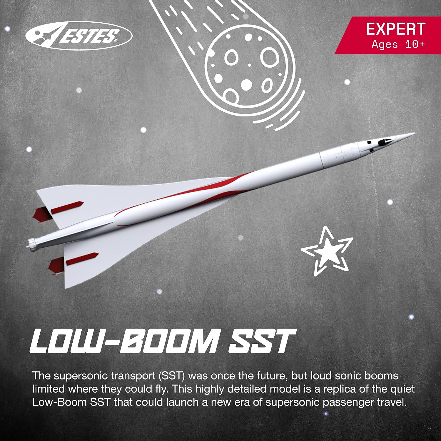 7289 Low-Boom SST Flying-Model-Rocket Kit, Expert Rocket-Building Kit for Ages 10+
