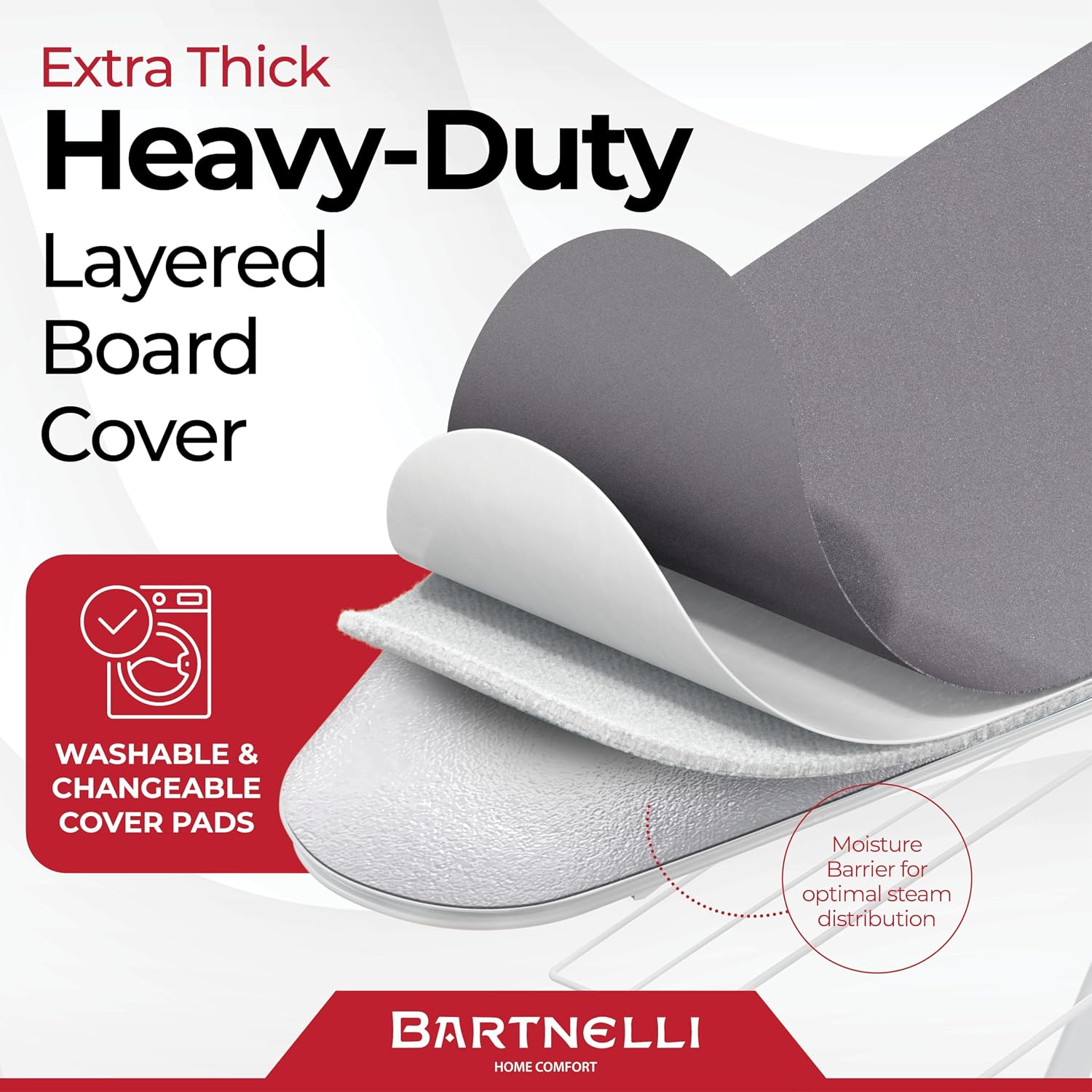 Extra Wide Pro Ironing Board 19x48 Ironing Surface with Iron Rest, Cord Holder, Shelf and 4 Layer Heat Resistant