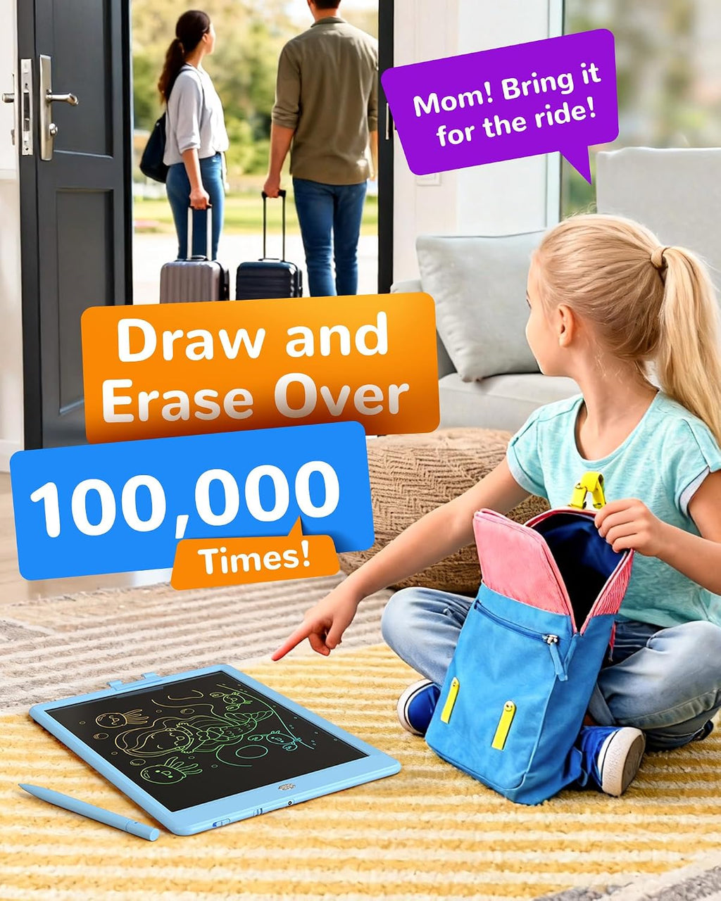 LCD Writing Tablet, Gifts for 3 Years Old Boys and Girls，10 Inch Colorful Doodle Board Drawing Tablet, Erasable