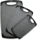 Plastic Cutting Boards Set of 3 for Kitchen, Thick Chopping Board with Deep Juice Grooves, Non‑Slip Feet, Easy Grip