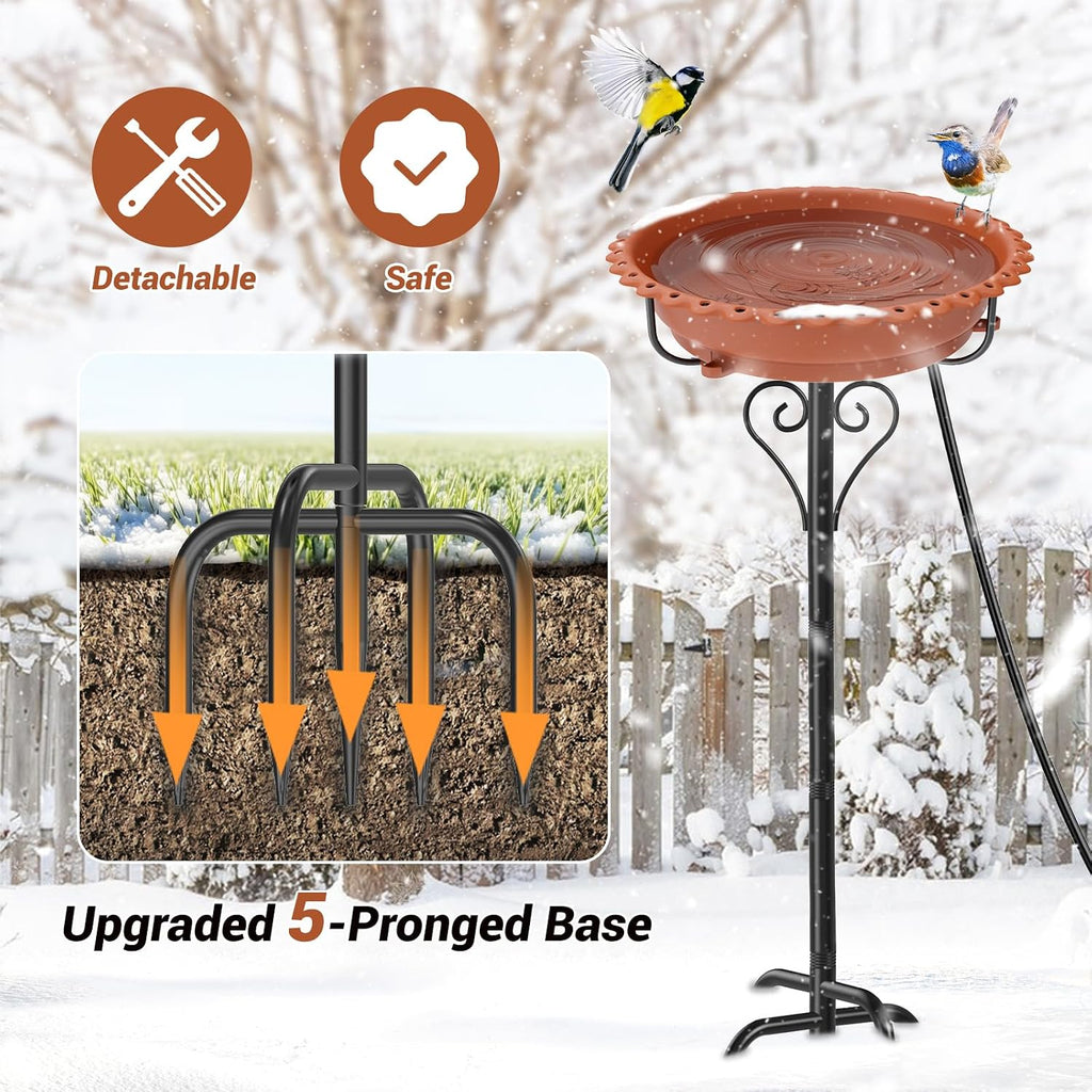 Heated Bird Bath for Outside Winter, Powerful 100W Thermostat Control Water Heated BirdBaths Bowl for Outdoors with