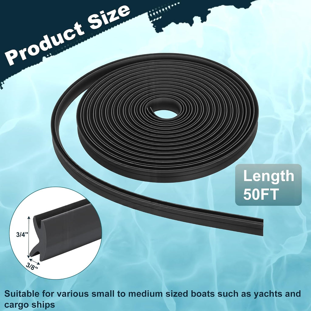 AIWFL 50.85 FT Black Boat Rub Rail Replacement 3/4 x 3/8 Inches