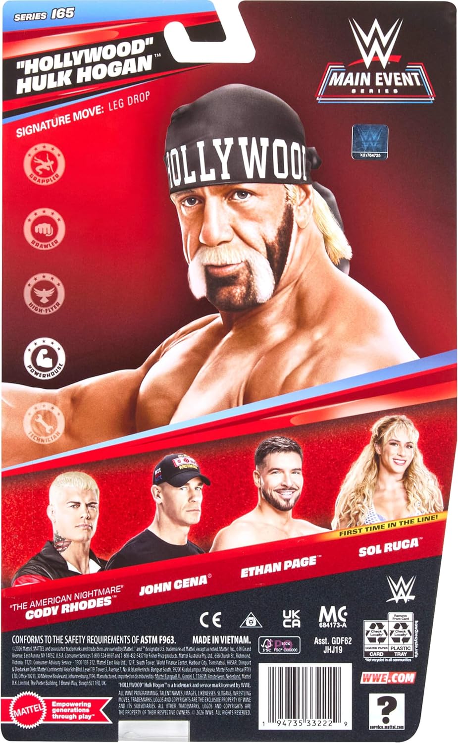 WWE “Hollywood” Hulk Hogan Action Figure, Main Event Series #165, 6-inch Collectible Superstar with 14 Articulation