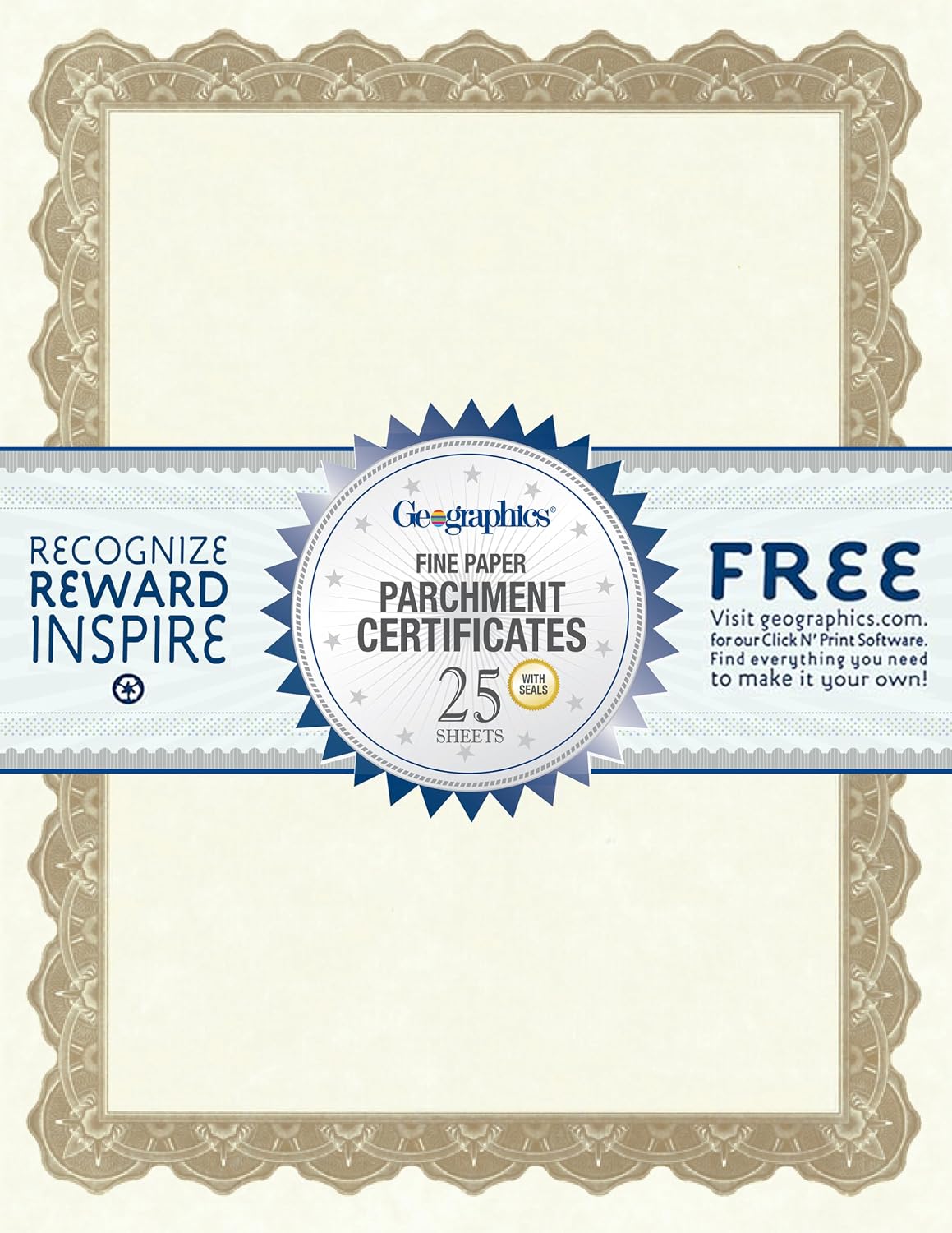 Award Certificate Paper Optima Gold - Blank with Gold Foil Seals, 25 Pack - 8.5 x 11 in