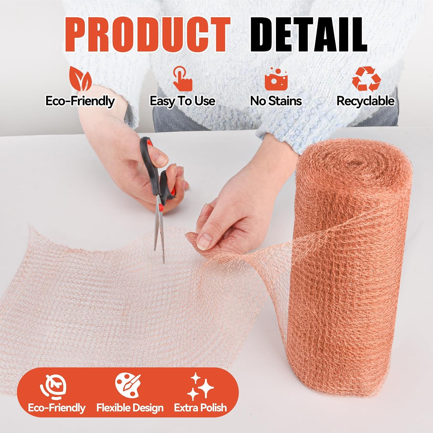 8" x100ft Pure Copper Mesh Rodent Control, Hole Filler for Mice & Rats | Ideal For Slug, Snail, And Mice Control.
