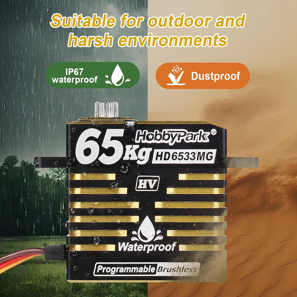 Waterproof 897oz-in 65KG High Torque Servo Brushless Motor 8.4V HV Servo Metal Gear RC Servo Programmable 2BB for 1/8