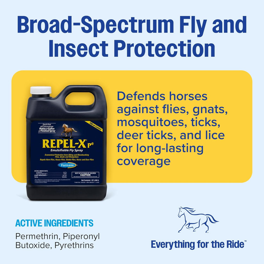 Repel-X pe Concentrated Fly Spray for Horses & Dogs, 32 Ounces