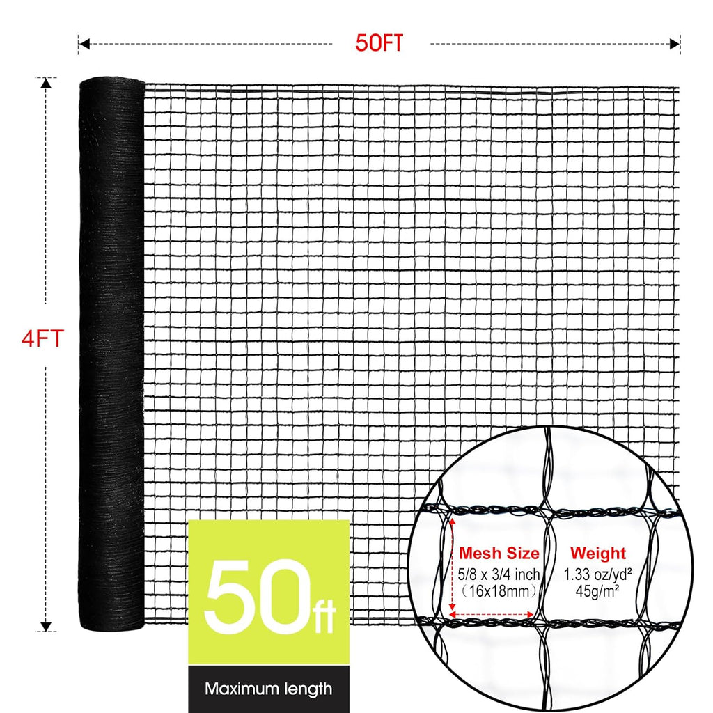 Deer Fence, Temporary Fence for Garden Outdoor Yard, 4 x 50 FT