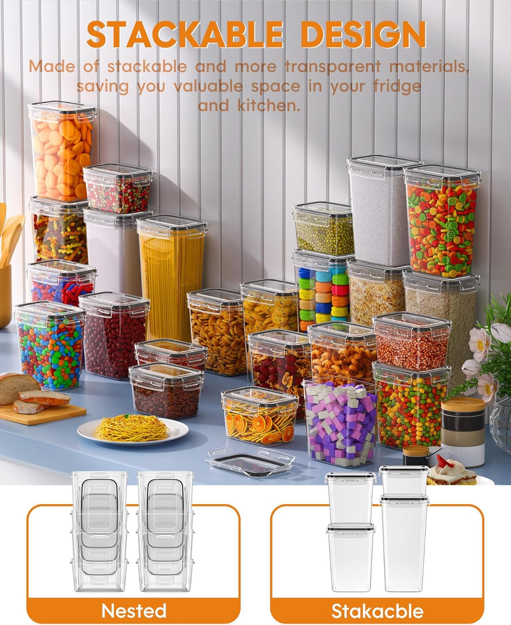 Airtight Food Storage Containers with Lids, 24 PCS Kitchen and Pantry Organization Canisters, BPA-Free, PVC-Free