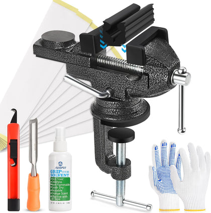 Golf Grip Kit for Regripping Golf Clubs, Portable Table Vise Rubber Clamp for Golf Grip Removal Tool with Solvent