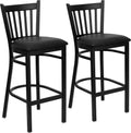 Hercules Vertical Back Restaurant Barstool, Black, 2-Pack