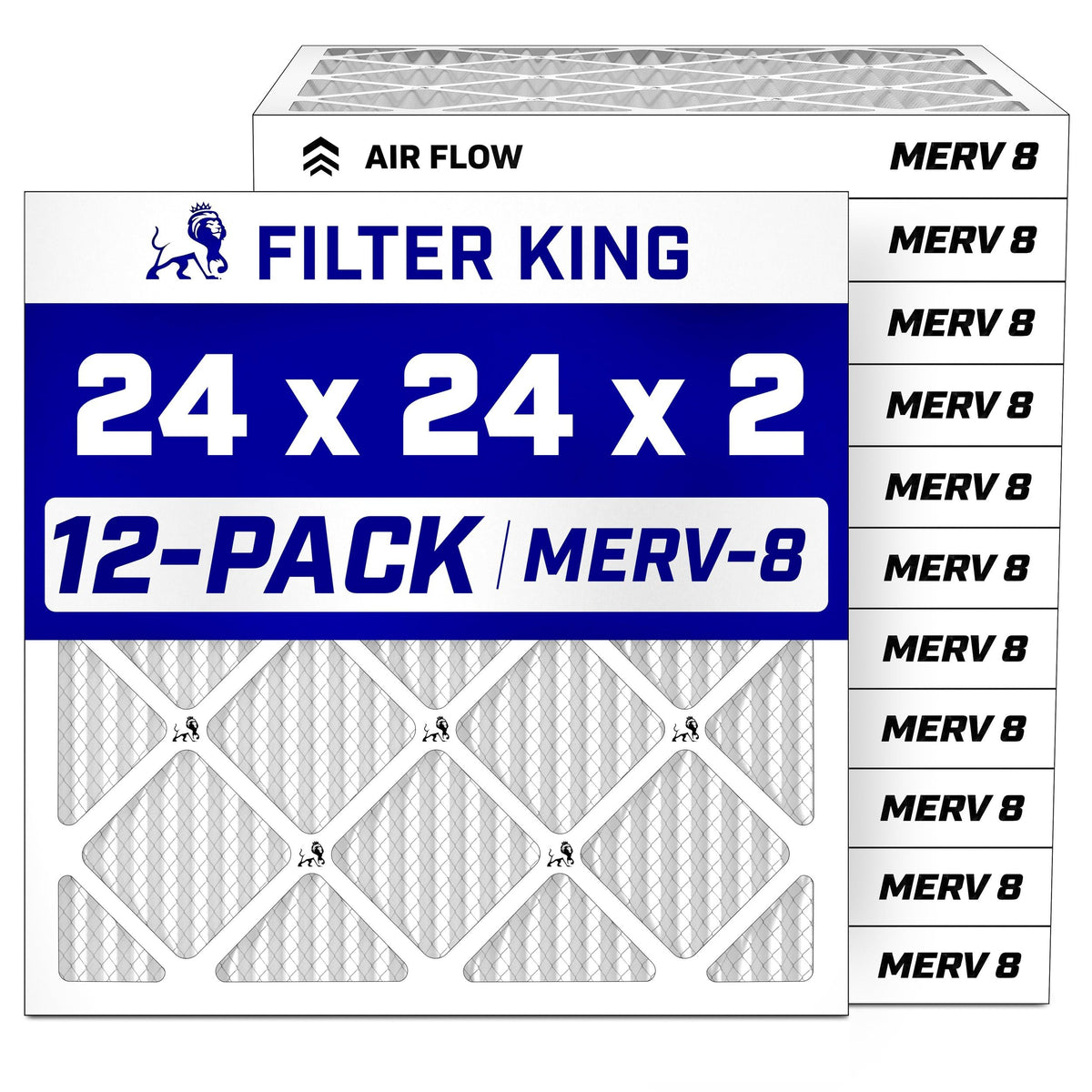 24x24x2 Air Filter MERV 8, AC Furnace Filters (12-Pack)