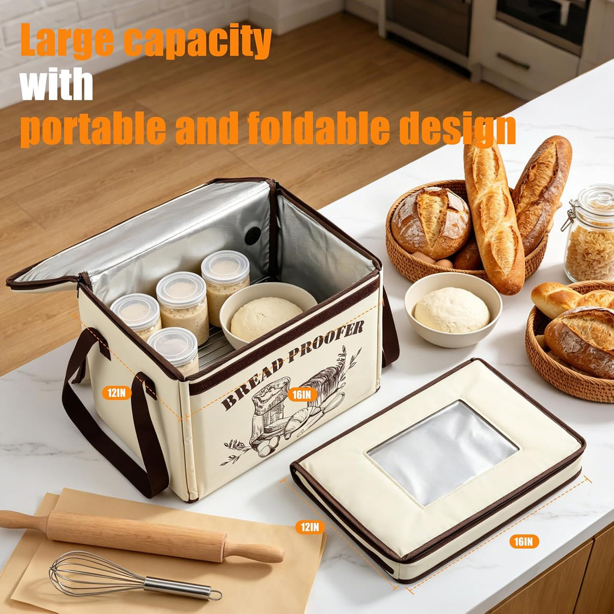 Bread Proofing Box, Dough Proofer 50-113°F Temp Precise Control & 48H Timer