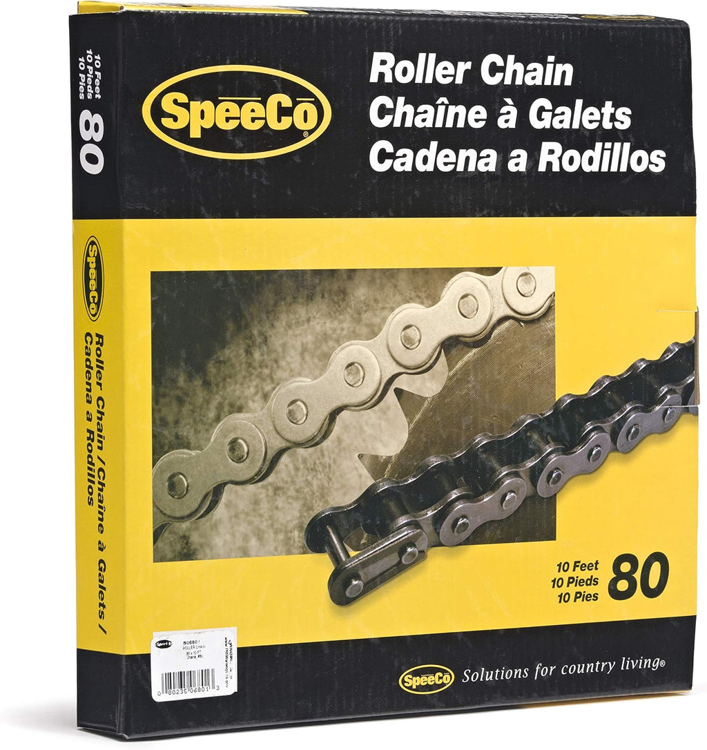 SpeeCo S06801#80 Roller Chain x 10 Feet with Connecting Link