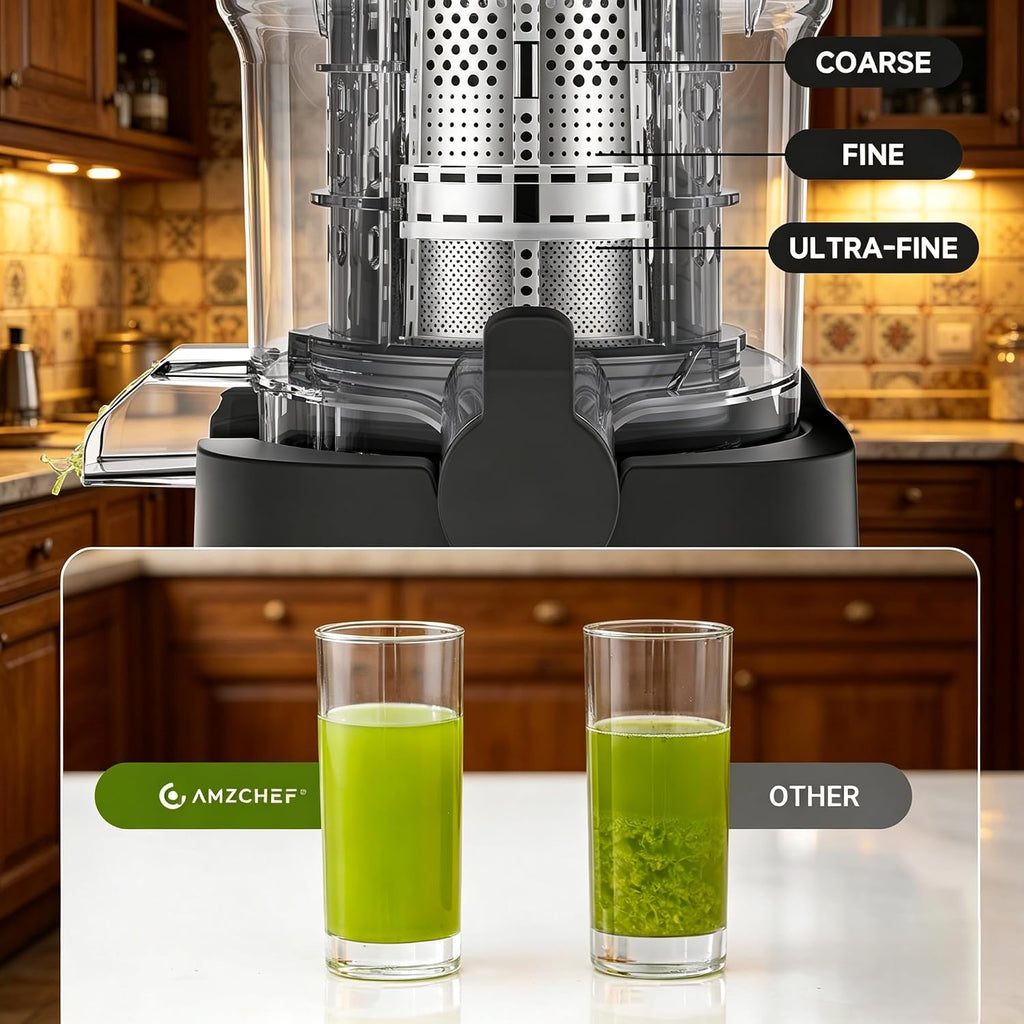 Cold Press Juicer Machine, 5.4" Wide Self-Feeding Chute | Masticating Juice Extractor for Whole Fruits &