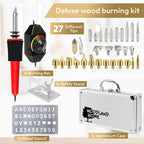 Professional Wood Burning Kit with Letters - Pyrography Pen Fully Adjustable Temperature With safety Stand - 27 Tips