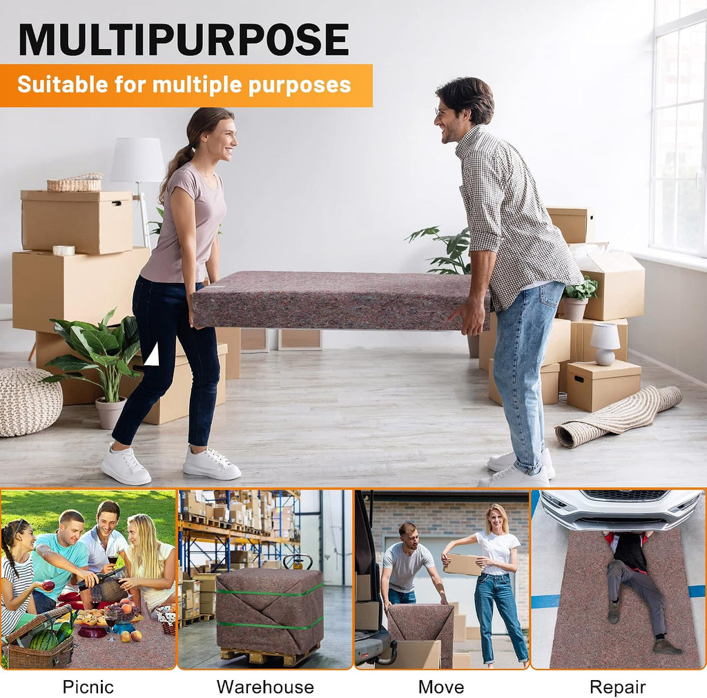 Textile Moving Blankets 100% Recycled 54” x 72” Professional Shipping Moving Packing Pads Furniture Pads Storage