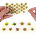 288 Pcs Static Grass Tuft Flower Cluster Vegetation Groups Self Adhesive Artificial Model Grass Tufts DIY Miniature