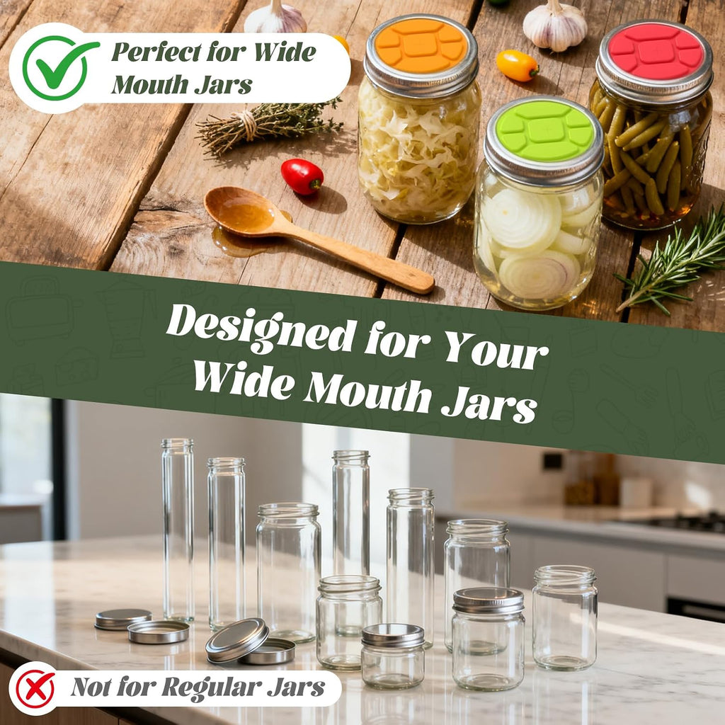 Garden to Jar Fermenting: 3-Pack Wide Mouth Fermentation Lids (86mm) for Ball & Kerr Mason Jars | Self-Burping
