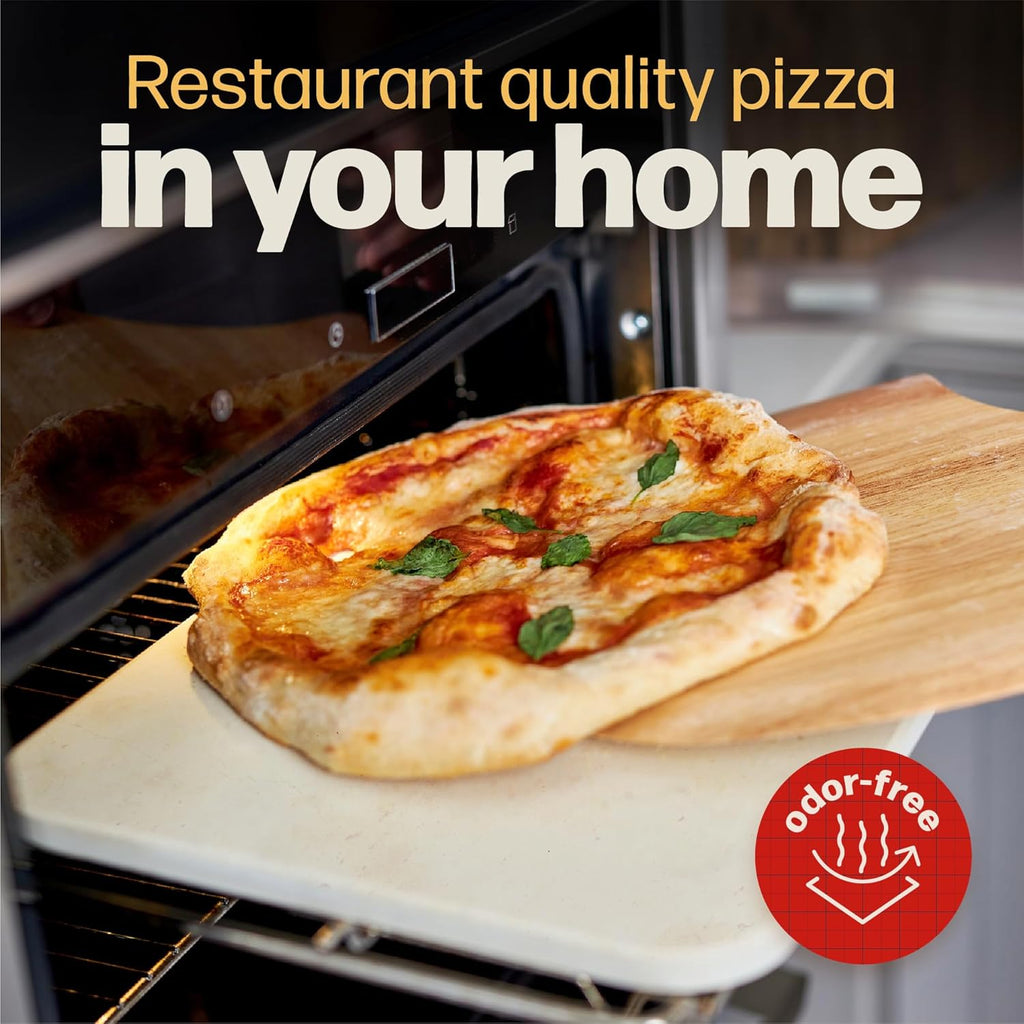 Rectangular Pizza Stone, 15 x 12 Inch Cordierite Stone with Peel