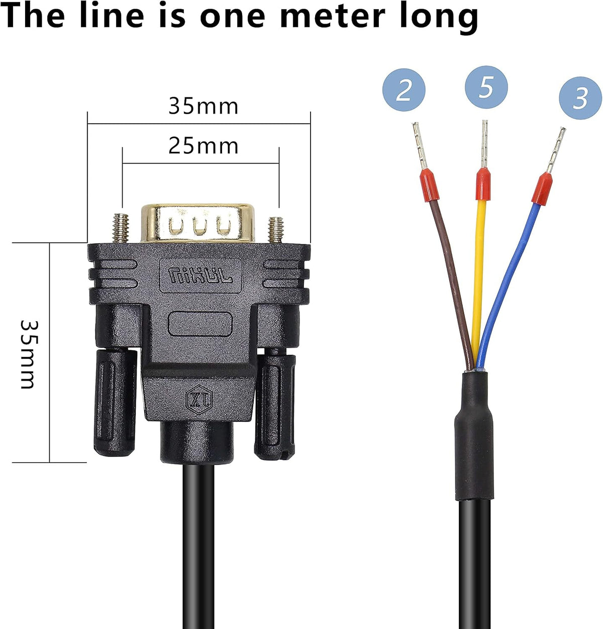 XMSJSIY DB9 Connector RS232 Serial Port Cable DB9 Adapters Solderless -Male