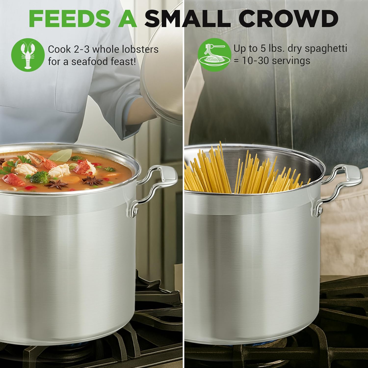 16-Quart Stainless Steel Stockpot - 18/8 Food Grade Heavy Duty Large Stock Pot for Stew, Simmering, Soup, Includes