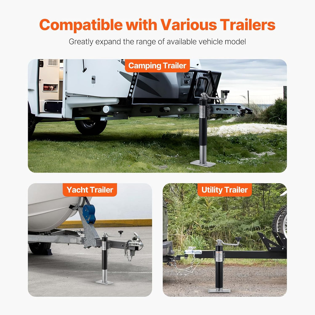 Trailer Jack, 2000 lbs Dynamic Load Capacity, Weld-on Pipe-Mount Swivel, 10" Lift Stand with Handle for RV, Horse