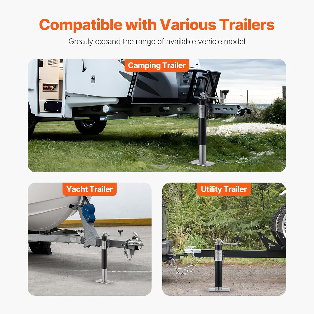 Trailer Jack, 2000 lbs Dynamic Load Capacity, Weld-on Pipe-Mount Swivel, 10" Lift Stand with Handle for RV, Horse