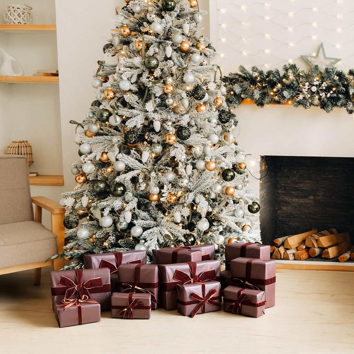 Matte Brown Christmas Kraft Wrapping Paper Roll Set Solid Color