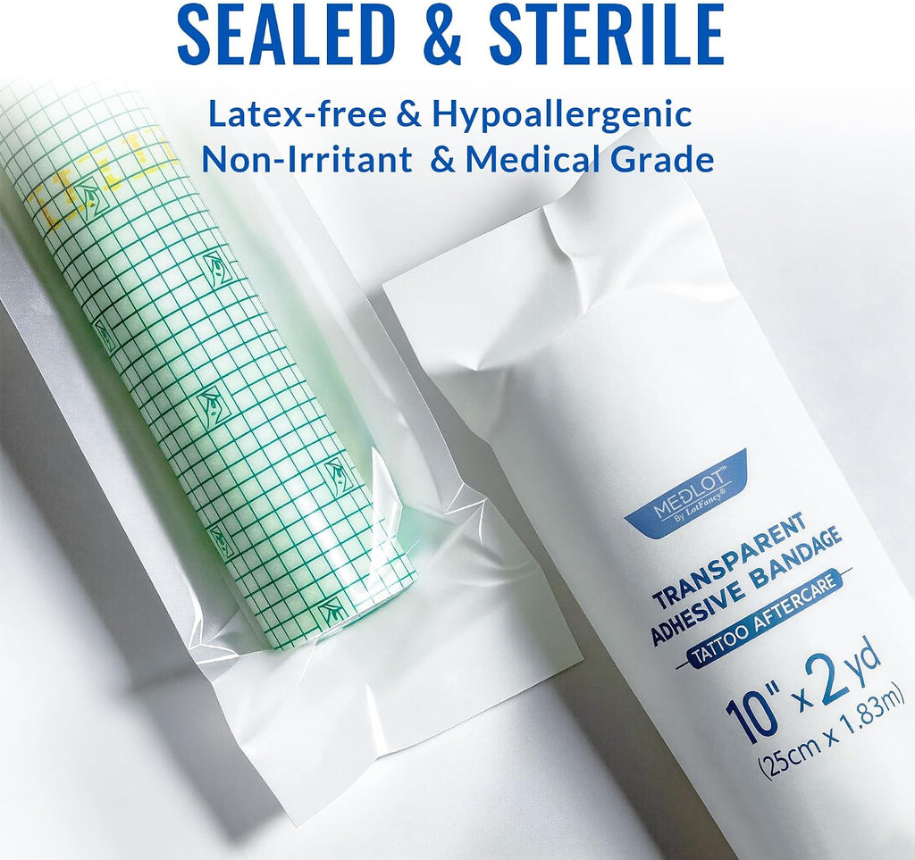 Tattoo Aftercare Bandage, 6” x 2yd Roll, Waterproof, Sterile