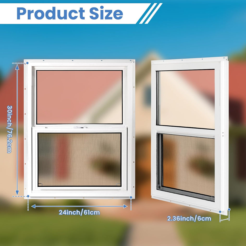 Vinyl Single Hung Sliding Window 24" x 30" White