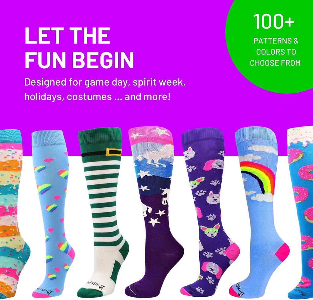 Rainbow Sprinkle Over the Calf Sports Socks – Fun & Colorful Athletic Socks for Girls, Boys, Women & Youth